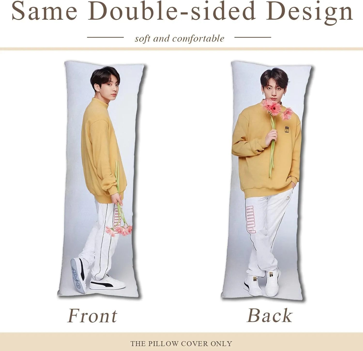 Jungkook Hug Body Pillow Case Singger Pillowcase Cover for Fans 20"x59"(50x150cm)