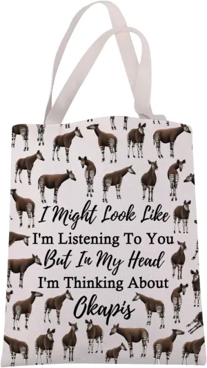 JXGZSO African Wildlife Lover Gift Okapis Canvas Tote Bag Okapis Lover Gift Forest Giraffe Shoulder Bag Funny Okapi Gift