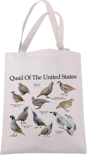 JXGZSO Funny Quail Bird Tote Bag Wildlife Ecology Gifts Quail Of The United States Shoulder Bag Birdwatcher Inspired Gift