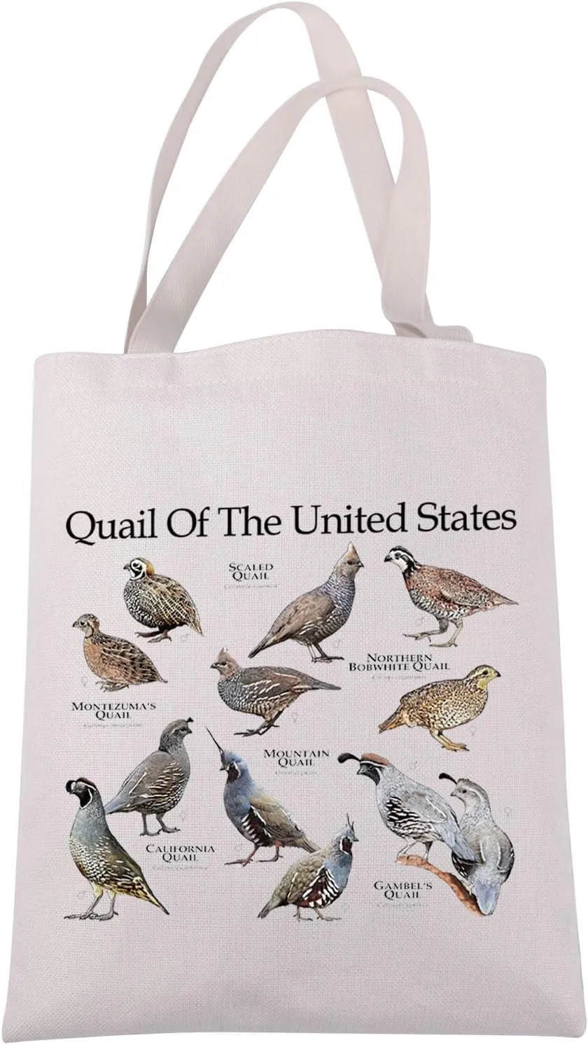 JXGZSO Funny Quail Bird Tote Bag Wildlife Ecology Gifts Quail Of The United States Shoulder Bag Birdwatcher Inspired Gift