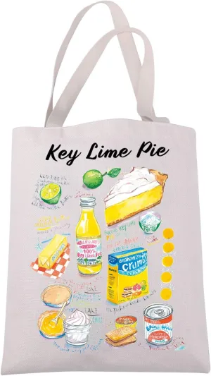 JXGZSO Key Lime Pie Recipe Tote Bag Dessert Lover Gift Baking Inspired Gift Baker Shoulder Bag Foodie Gift Cake Maker Gift