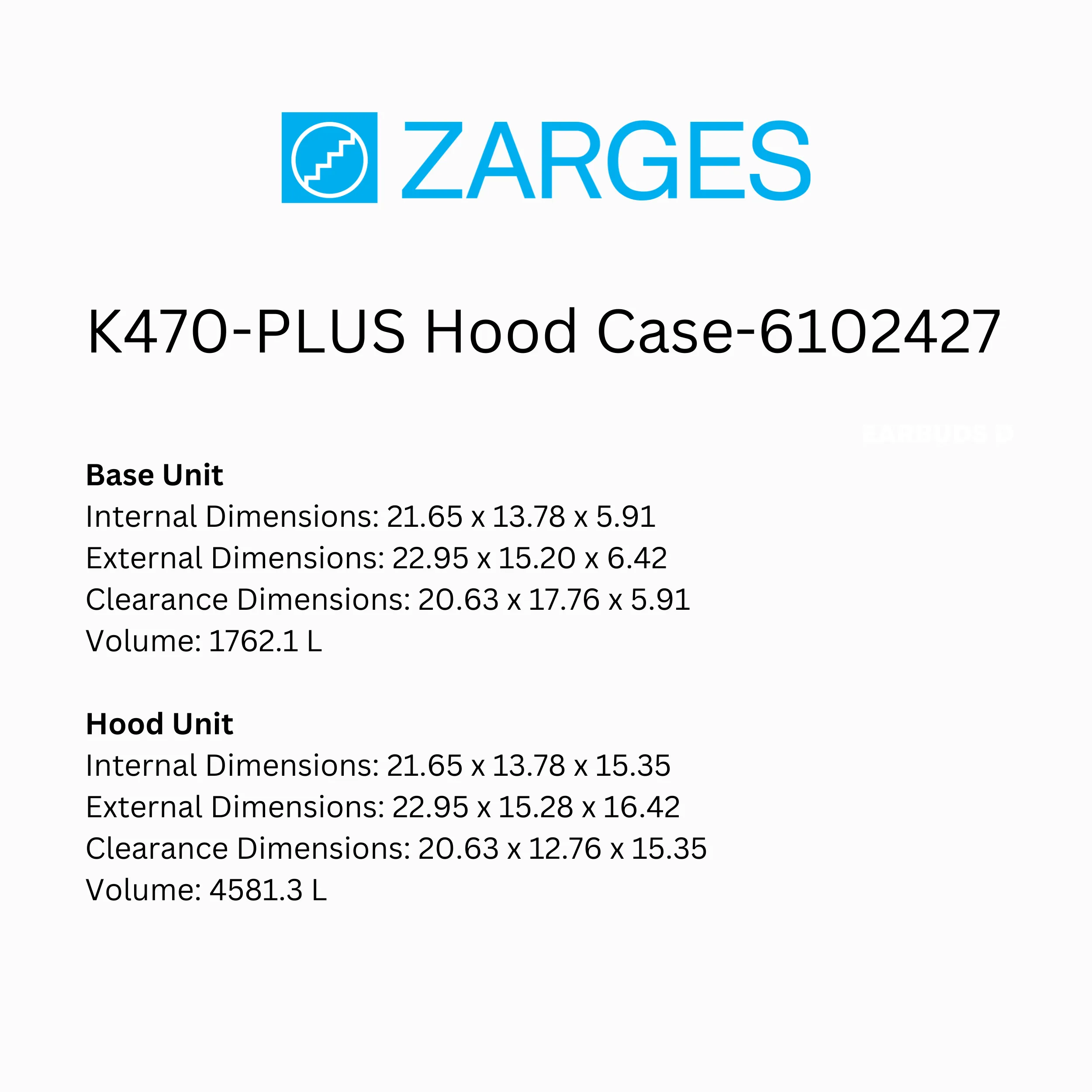 K470-Plus Hood Case 6102427 (units 40500, 40502)