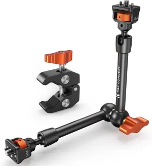 K&F Concept 11" Magic Arm with Super Clamp, Magic Arm Clamp Kit with 1/4" & 3/8" Thread Screw, Articulating Friction Arm with Cold Shoe Clamp Mount for Monitor, LED Light, Webcam, Action Camera