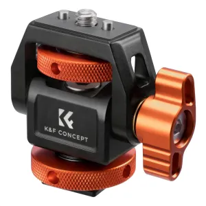 K&F Concept Adjustable Camera Monitor Mount, 360° Swivel 180° Tilt with Cold Shoe, Anti-Twist Design, 1/4" Screw for 5" & 7" Camera Field Monitor