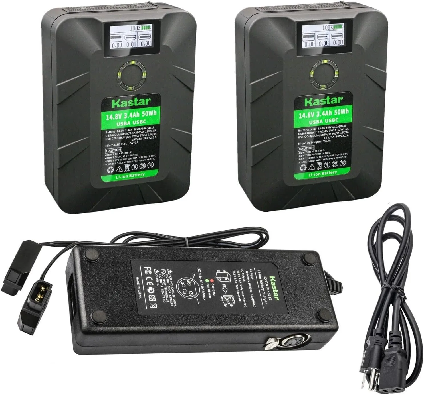 Kastar 2-Pack Battery and Dual D-Tap Charger Compatible with DNW-A25WSP (Portable Recorder) DNW-A28 DNW-A28P (Betacam SX Recorder) DSR-1 DSR-250 DSR-250P DSR-300 DSR-300A DSR-300AP DSR-300F