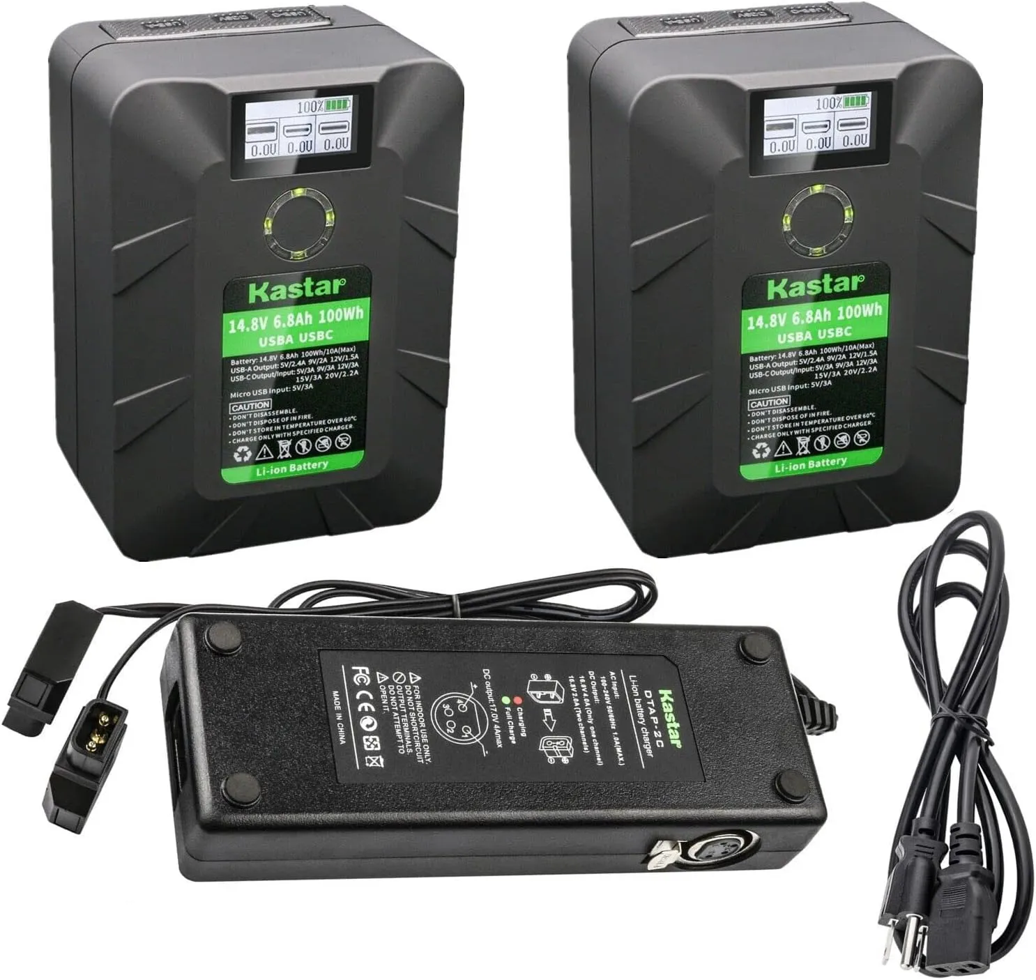 Kastar 2-Pack Battery and Dual D-Tap Charger Replacement for DNW-A25WSP (Portable Recorder) DNW-A28 DNW-A28P (Betacam SX Recorder) DSR-1 DSR-250 DSR-250P DSR-300 DSR-300A DSR-300AP DSR-300F