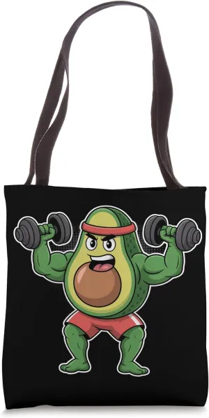 Kawaii Avocado Lifting Weights Vegetarian Vegan Bodybuilder Tote Bag