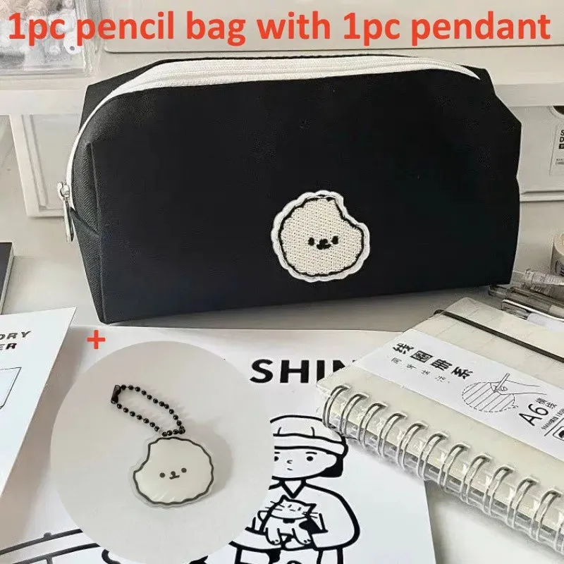 Kawaii Black Puppy Pencil Pouch 🐾✨ - Large Capacity Stationery Organizer for School & Office!