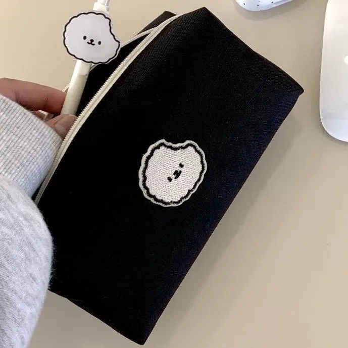 Kawaii Black Puppy Pencil Pouch 🐾✨ - Large Capacity Stationery Organizer for School & Office!