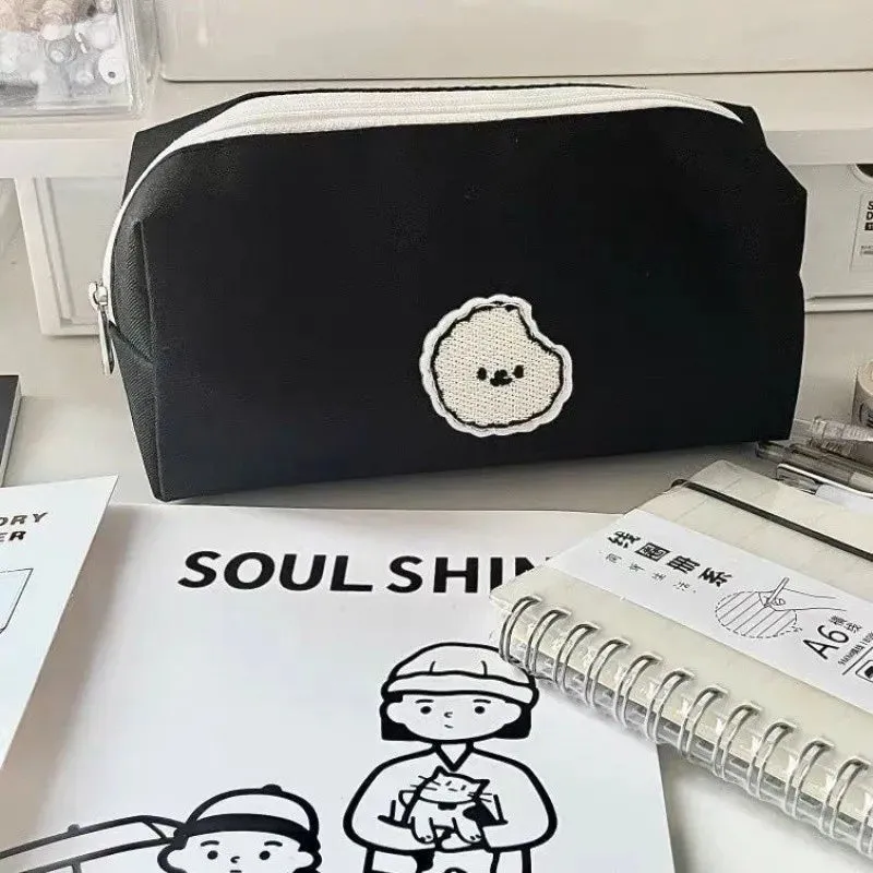 Kawaii Black Puppy Pencil Pouch 🐾✨ - Large Capacity Stationery Organizer for School & Office!