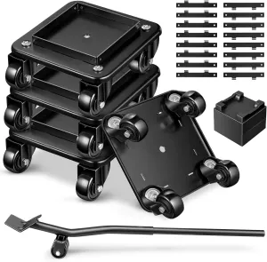 KEDSUM 2000LBS Furniture Movers with Wheels, Furniture Moving Dolly, Removeable Baffle Heavy Duty Dolly, Carbon Steel Panel, Furniture Lift Tool Set Used for Refrigerator, Sofa, Pool Table, Cabinet