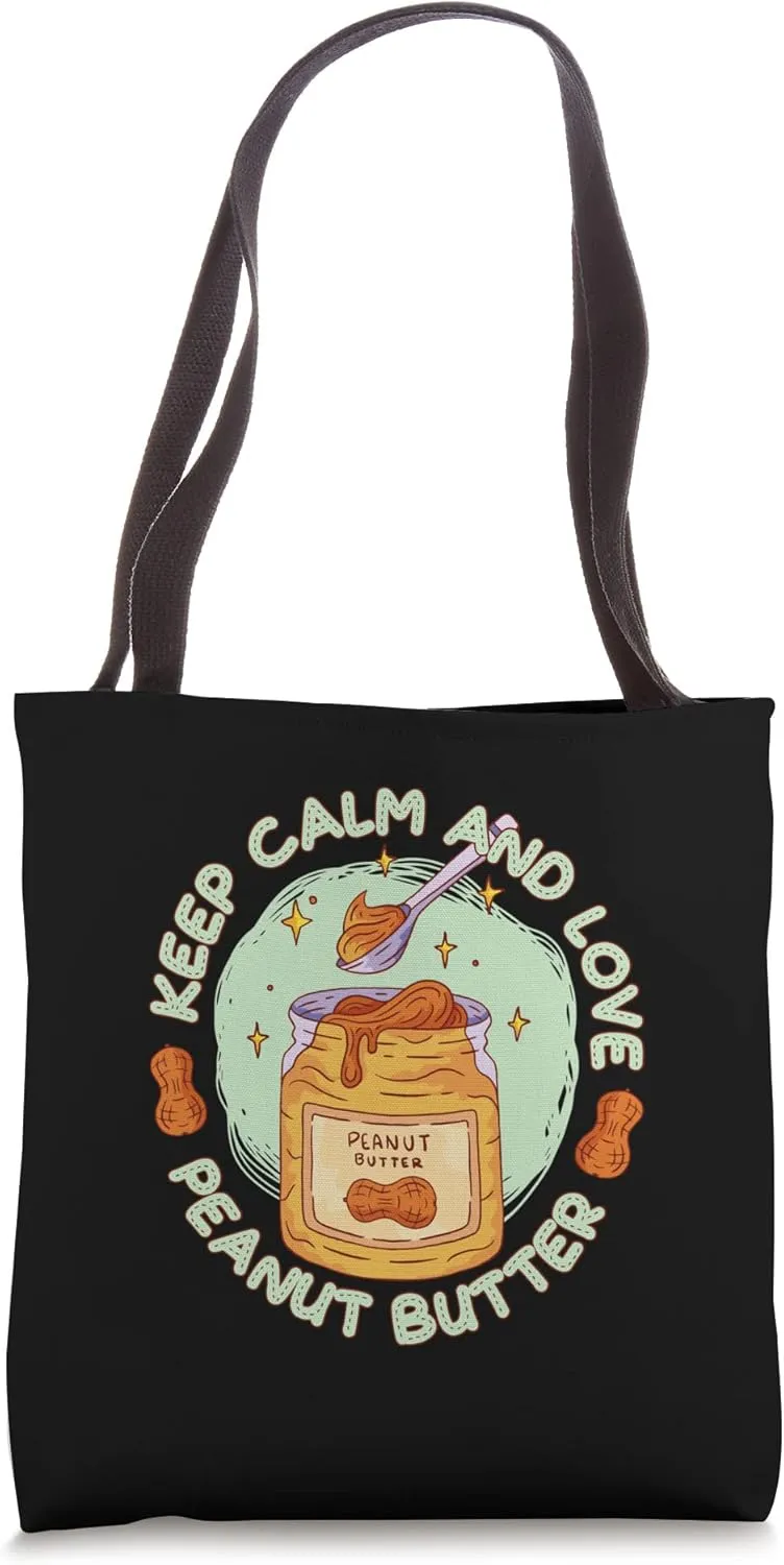 Keep Calm & Love Peanut Butter Edible Seed Peanut Tote Bag