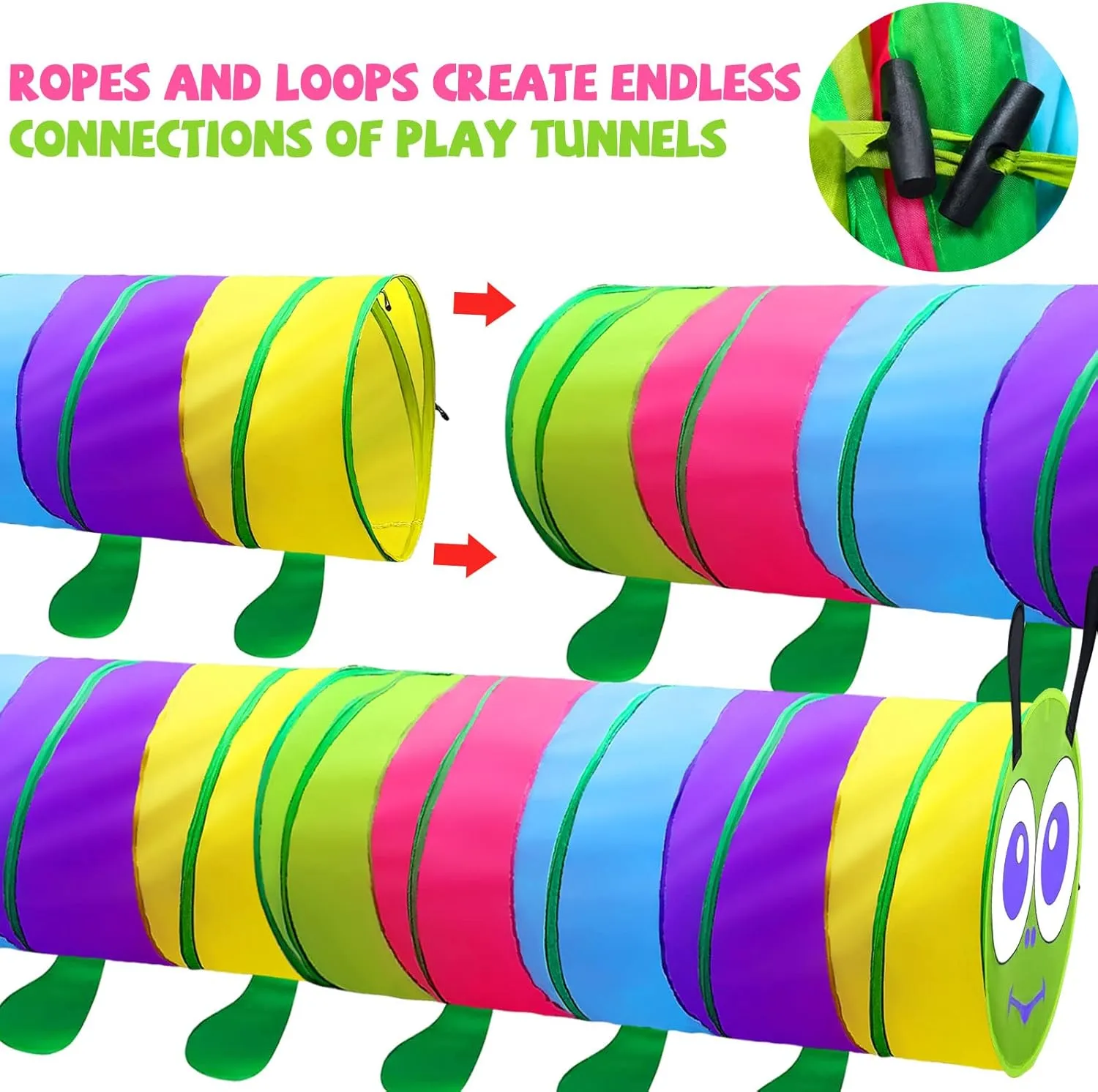 Kids Play Tunnel for Toddlers 1-3, 6 Foot Baby with 2 Mesh Sides Pop Up Crawling Toys 1 3 4 Year Old Girl Boy Birthday Gift, Indoor Outdoor Toddler Children or Dog
