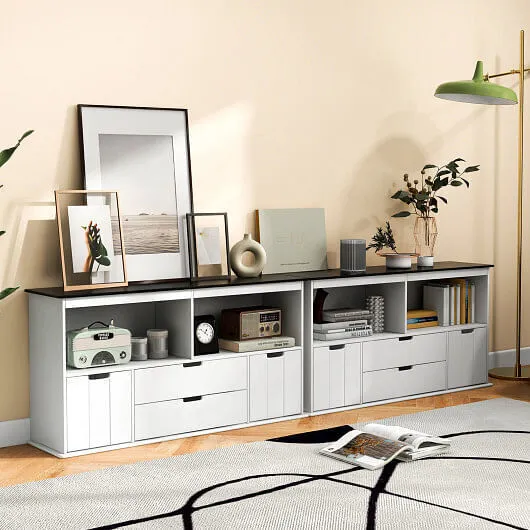 Kids Toy Storage Organizer with Blackboard Top-4-Drawer - Color: White