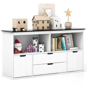 Kids Toy Storage Organizer with Blackboard Top-4-Drawer - Color: White