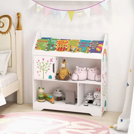 Kids Toy Storage Organizer with Book Shelf and Storage Cabinet-White - Color: Wh