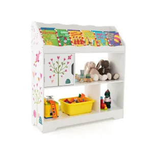 Kids Toy Storage Organizer with Book Shelf and Storage Cabinet-White - Color: Wh