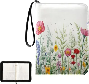 Kigai Colorful Flower Card Binder 4-Pocket Trading Card Binder Game Card Collection Binder Album Holder with 50 Removable Sleeves Up to 400 Sports Cards