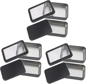 Kisangel 6pcs Playing Card Holder Tinplate Card Organizer Transparent Lid for Storing Jewelry and Items Matte Design