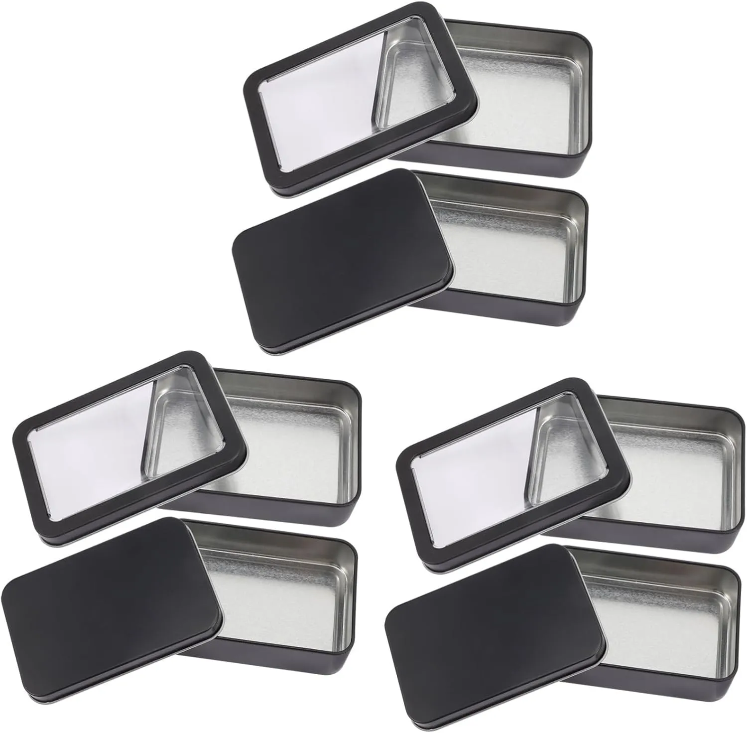Kisangel 6pcs Playing Card Holder Tinplate Card Organizer Transparent Lid for Storing Jewelry and Items Matte Design