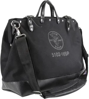 Klein Tools 510218SPBLK Tool Bag, Large 18-Inch Deluxe Canvas Tool Bag and Organizer with 13 Pockets and Shoulder Strap, Black