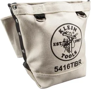 Klein Tools 5416TBR Tool Pouch, Bolt Retention Tool Bag Constructed of No. 4 Canvas with Reinforced Bottom, Tunnel Connect, 5 x 10 x 9-Inch