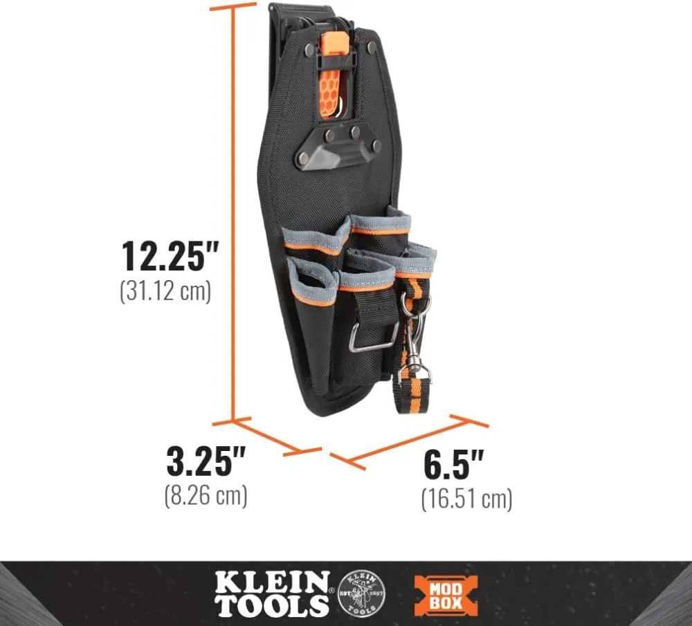 Klein Tools 55832MB MODbox Tool Pouch, 8-Pocket Electrician Bag, Quick Attach and Release for Tool Belts and MODBox Rail System