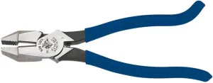 Klein Tools D213-9ST High-Leverage Ironworker's Pliers, Made in USA, Twist and Cut Soft Annealed Tie Wire, Hook Bend Handle, Spring Loaded, Heavy-Duty Jaws