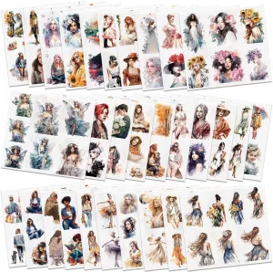 Knaid People Scrapbook Sticker Set (30 Sheets, 236 Assorted Pieces) - Journaling Scrapbooking Stickers Planner Sticker Dolls with Diverse Girls & Women for Junk Journal Supplies Laptops Water Bottles