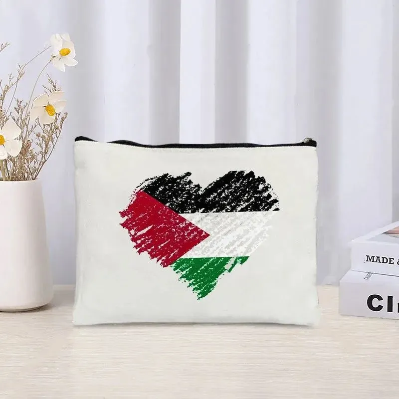 Knife-shaped Printed Canvas Zipper Pouch Lipstick Perfume Skin Care Product  Cosmetic Bag Organizer Sundries Storage Pencil Case