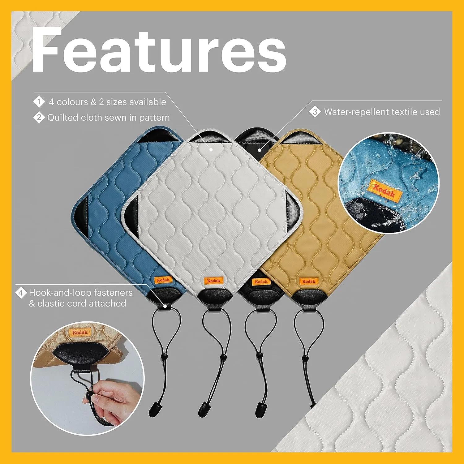 KODAK Camera Wrap Size L 38.5x38.5cm - Water-Resistant, Anti-Scratching and Dust-Free Protective Cloth for SLR Camera, Tele Lens (Light Grey) [ONE item]