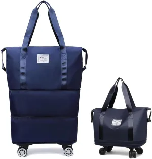 Kulken Travel Bag with Wheels, Kulken 2025 New Large Capacity Travel Bag - Universal Wheel Removable, Expandable Foldable Duffle Bags, Wide-Open Travel (dark blue)