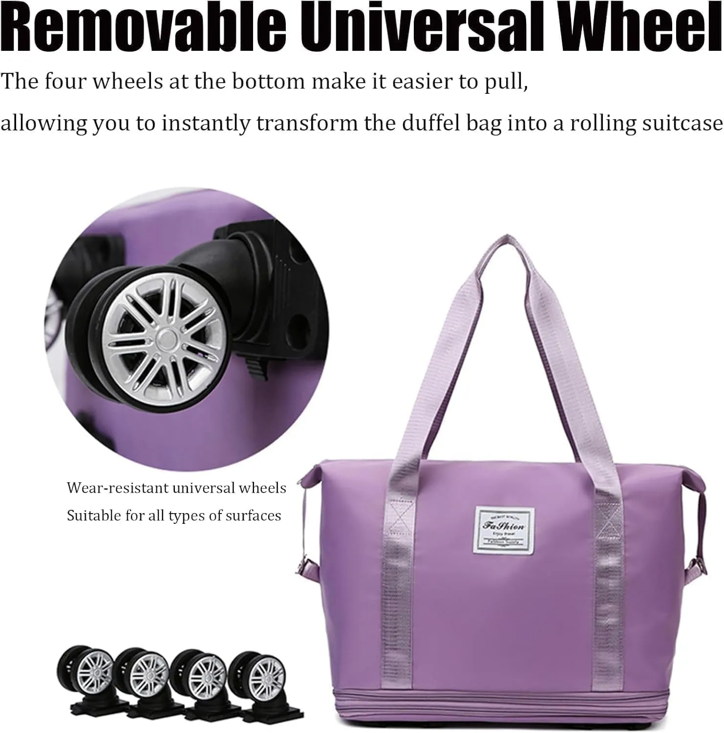 Kulken Travel Bag with Wheels, Kulken 2025 New Large Capacity Travel Bag - Universal Wheel Removable, Expandable Foldable Duffle Bags, Wide-Open Travel (dark blue)