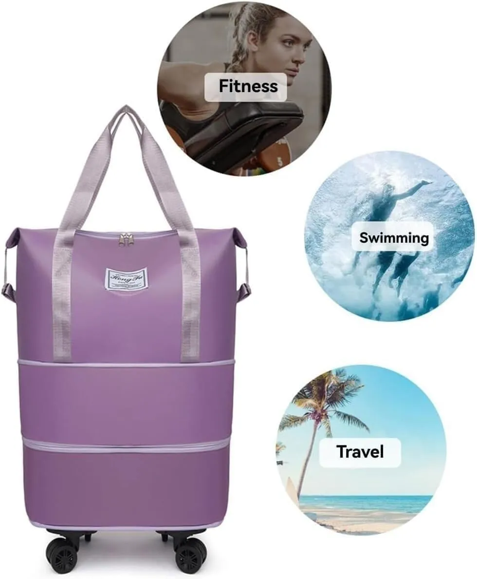 Kulken Travel Bag with Wheels, Kulken 2025 New Large Capacity Travel Bag - Universal Wheel Removable, Expandable Foldable Duffle Bags, Wide-Open Travel (dark blue)