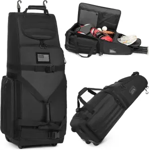 Large Catcher Gear Bag with Wheels - Rolling Baseball Tactical Style for 4 Bats, Multiple Pockets & Fence Hook