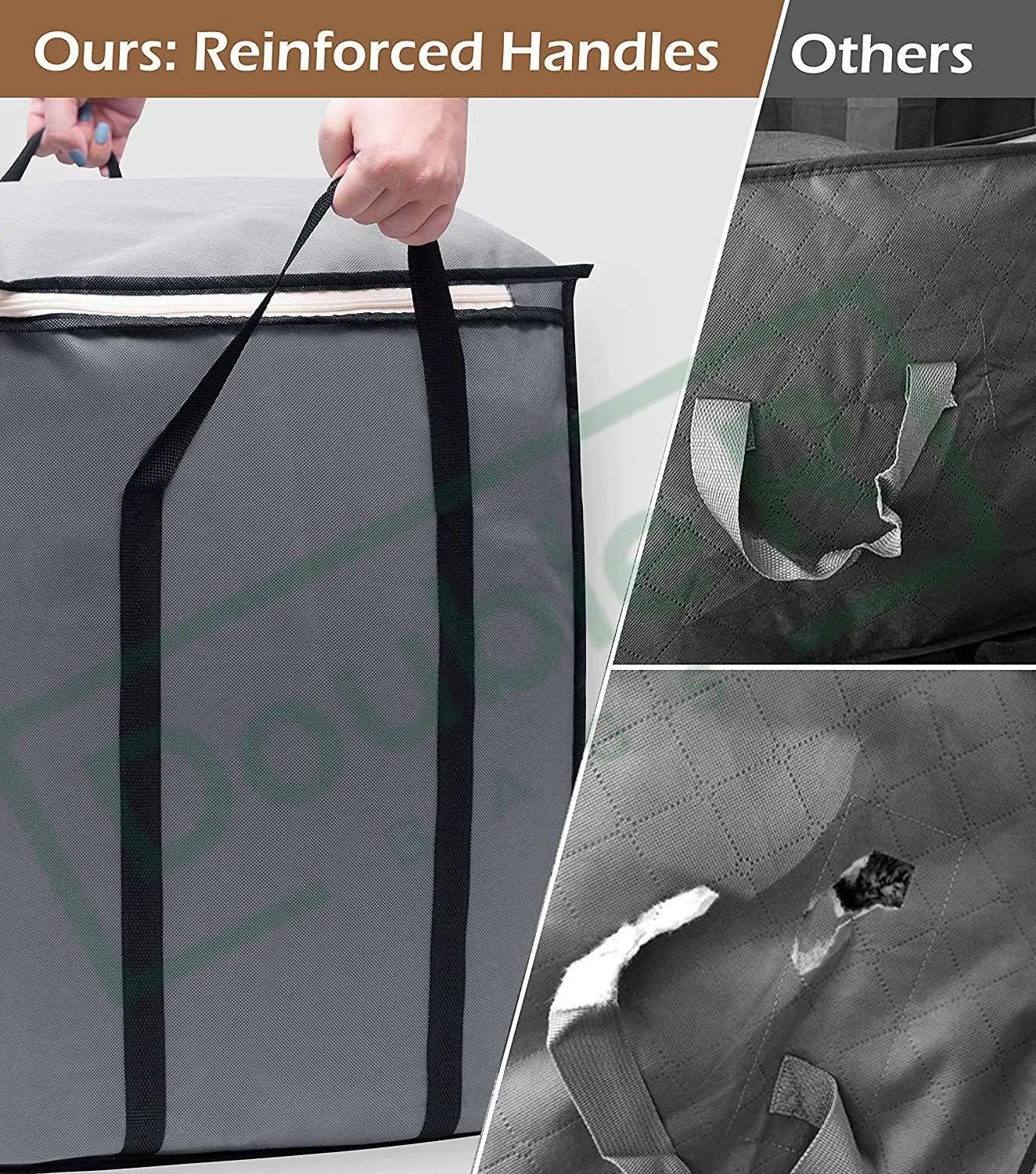 Large Foldable Storage Bag Organizer Clothes Storage Container for Blanket Comforter Saree Toys Clothing Bedding with Durable Handles (Pack Of 3)