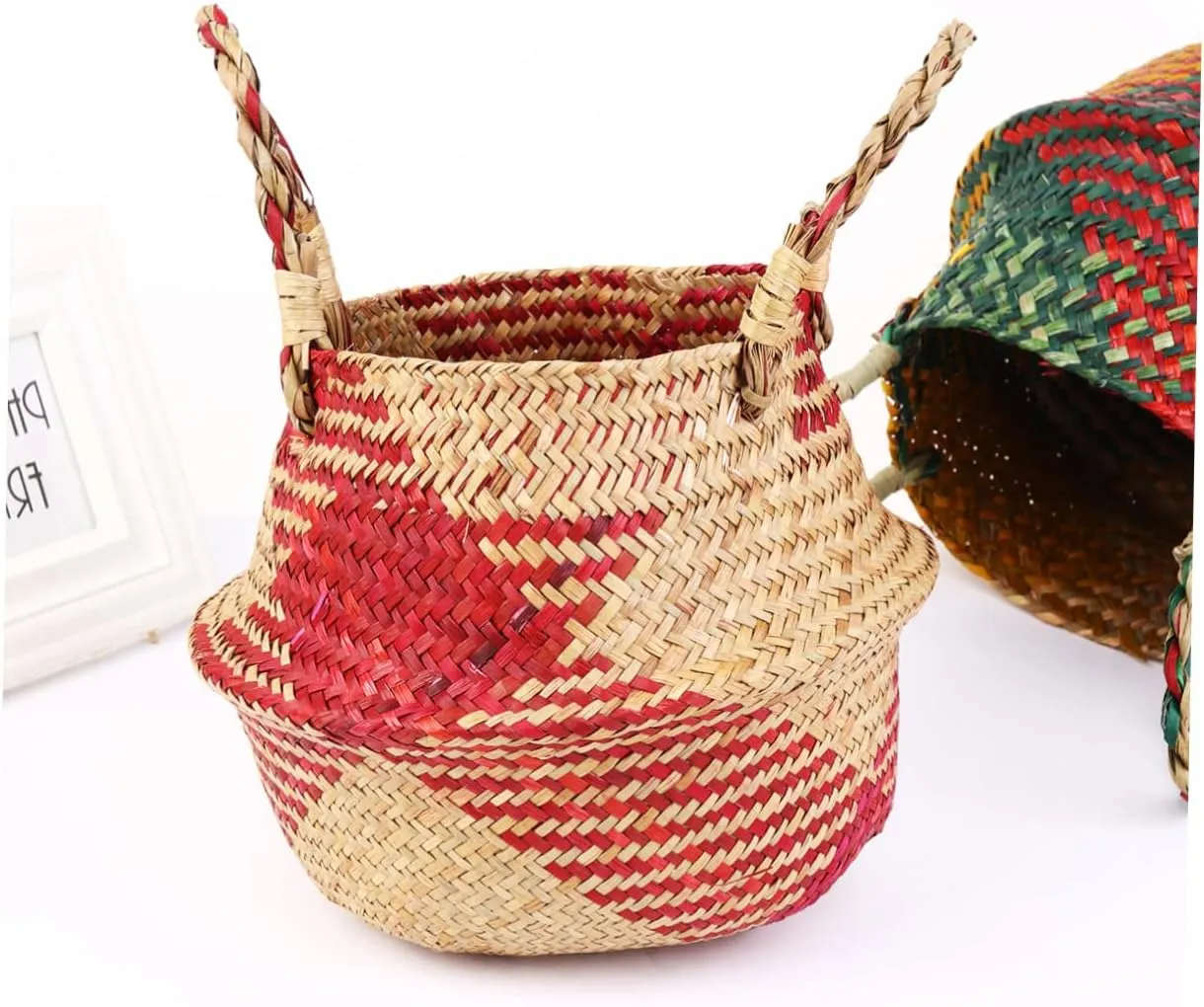 Large Laundry Basket Toy Baskets Woven Plant Basket Seaweed Flower Basket Straw Planter Basket Seagrass Belly Planter Basket Flowers Flower Pot Basket Flowerpot Manual Baby Handbag