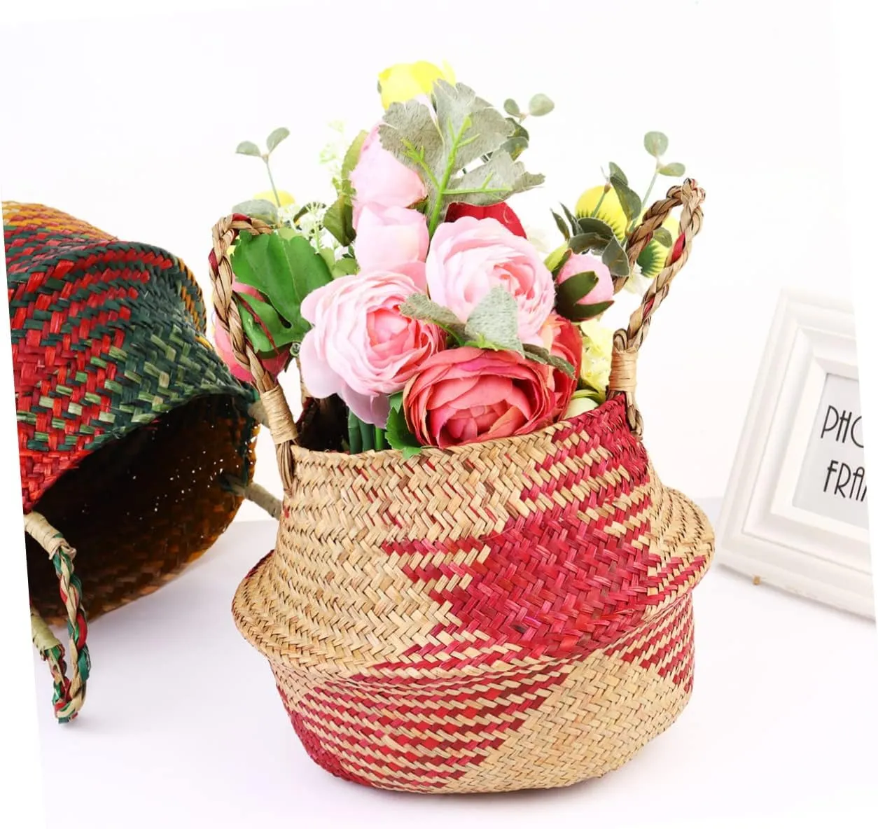 Large Laundry Basket Toy Baskets Woven Plant Basket Seaweed Flower Basket Straw Planter Basket Seagrass Belly Planter Basket Flowers Flower Pot Basket Flowerpot Manual Baby Handbag