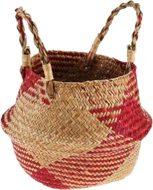 Large Laundry Basket Toy Baskets Woven Plant Basket Seaweed Flower Basket Straw Planter Basket Seagrass Belly Planter Basket Flowers Flower Pot Basket Flowerpot Manual Baby Handbag