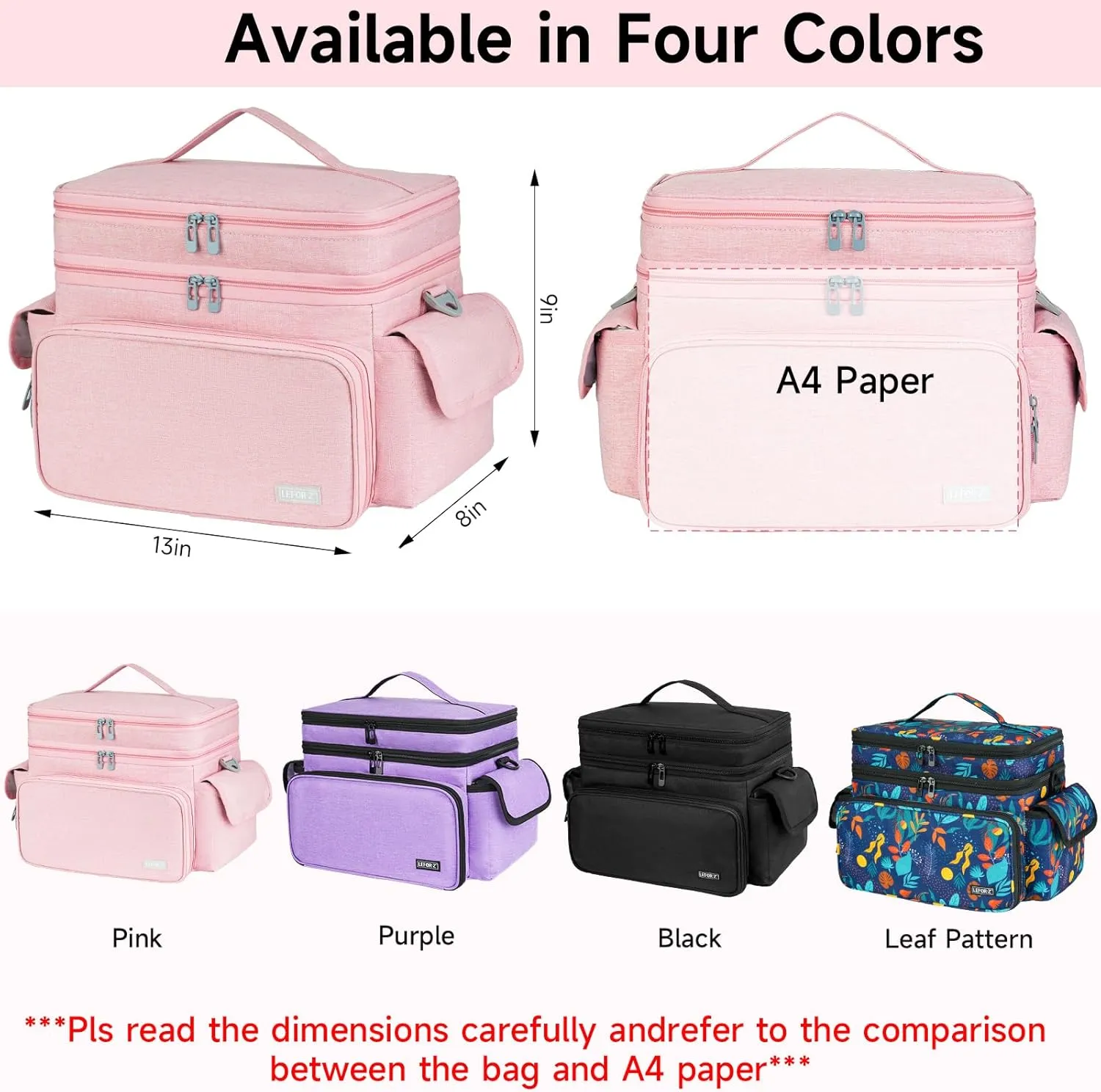 Large Sewing Supplies Organizer Storage Bag,Double-Layer Protable Travel Sewing Basket for Sew Accessories & Tools,Pink(Bag Only)