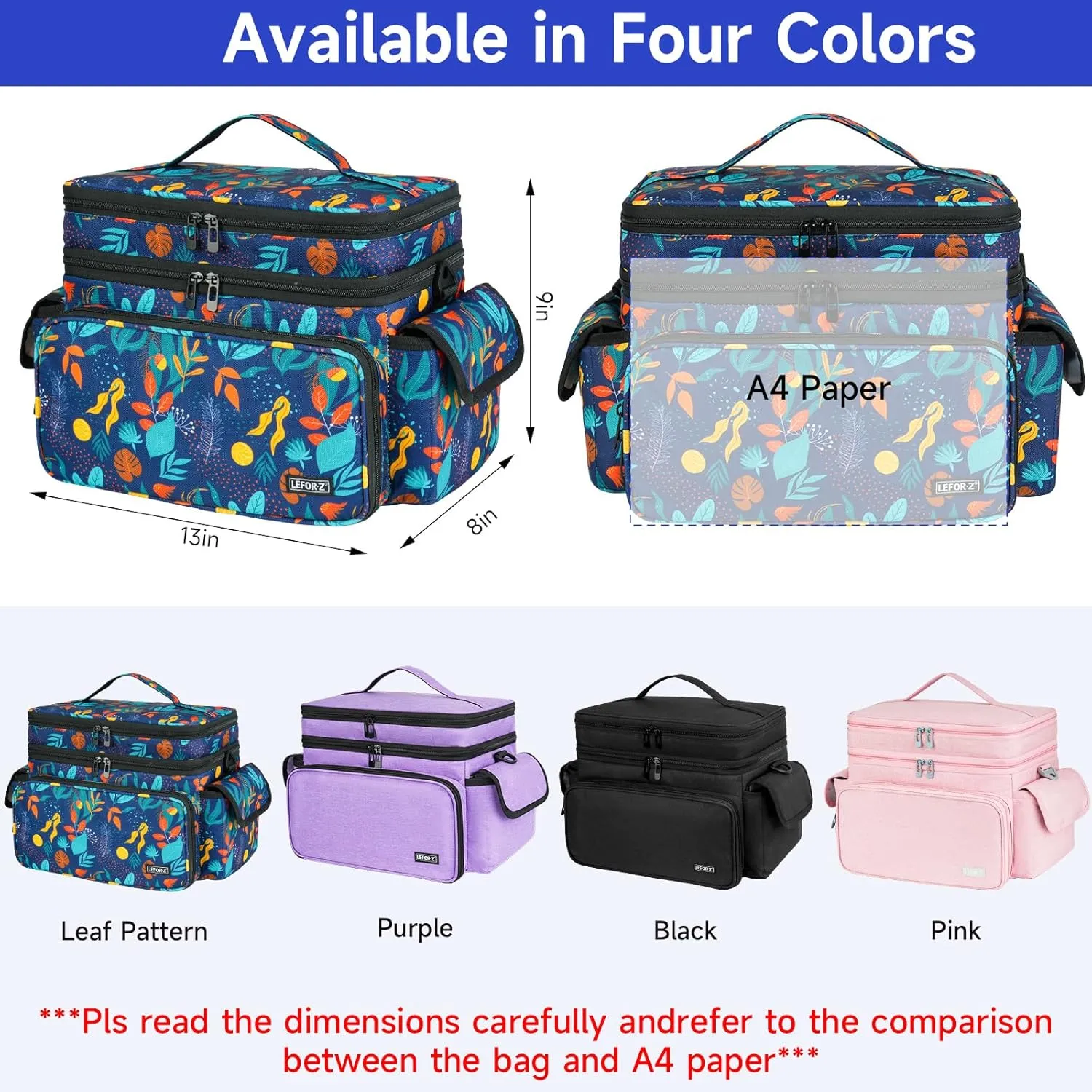 Large Sewing Supplies Organizer,Double-Layer Sewing Accessories Storage and Organizer Case Bag,Protable Travel Sewing Box Sewing Basket for Sewing Tools,Leaf Pattern(Bag Only)