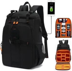 Large Size 23L Camera Backpack Photography Camera Bag, Compatible with Camera DSLR, 15.6'' Laptop, Tripod (Black)