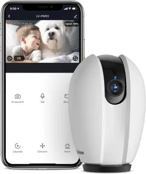 LaView Indoor Security Camera, Baby Monitor with Sound/Motion Detection and Night Vision,WiFi Camera Home Pet Dog Surveillance Camera with App,Two-Way Audio,360-degree IP Camera Work with Alexa