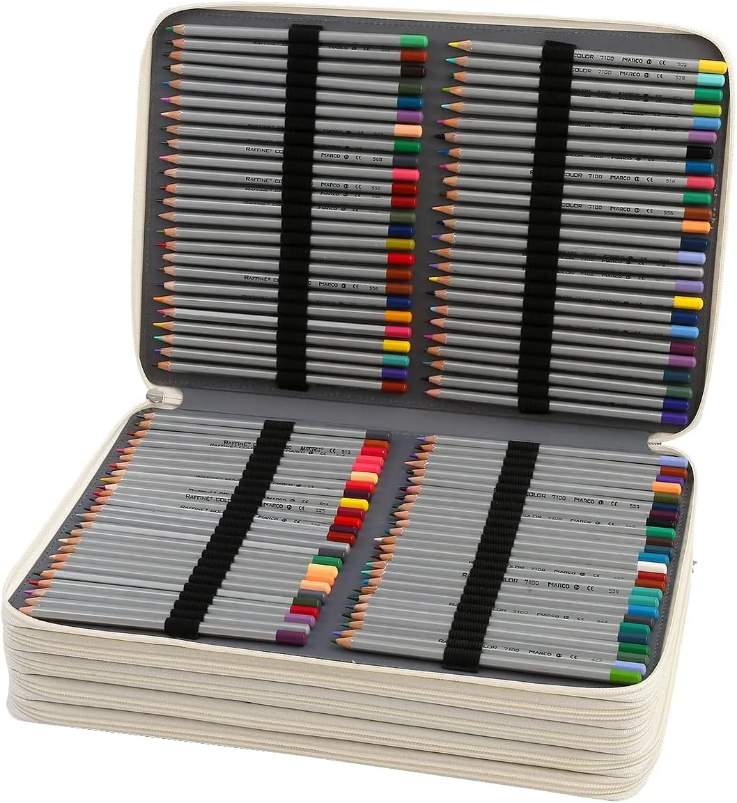 Lbxgap 500 Individual-Slot Colored Pencil Organizer with Zipper - Fabric Art Storage Bag for Painters and Artists (Small Slots,White)