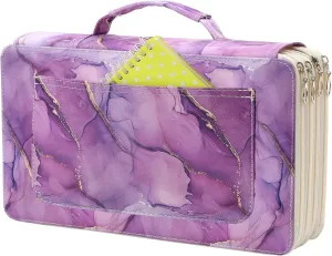 Lbxgap Colored Pencil Case- 300 Individual Slots Pencil Holder Pencil Bag Large Capacity Pencil Organizer with Handle Strap Handy Colored Pencil Box with Printing Pattern