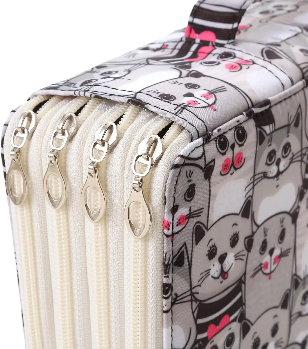 Lbxgap Colored Pencil Case- 300 Individual Slots Pencil Holder Pencil Bag Large Capacity Pencil Organizer with Handle Strap Handy Colored Pencil Box with Printing Pattern