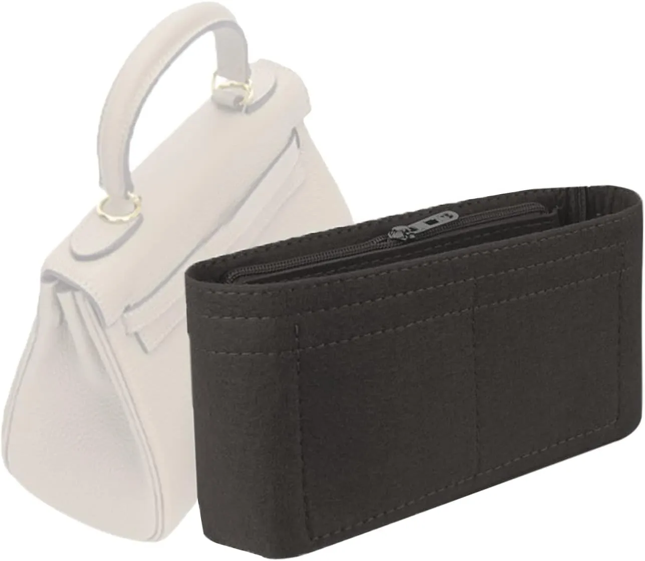 Lckaey Bag Organizer for kelly insert 28 bags Purse organizer1011grey-M