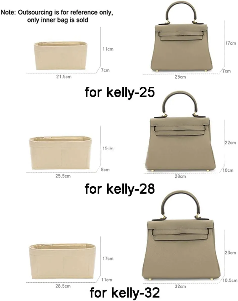 Lckaey Bag Organizer for kelly insert 28 bags Purse organizer1011grey-M