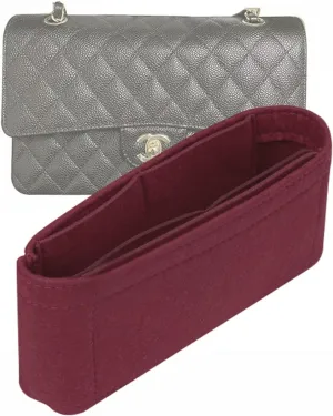 Lckaey Bag Organizer Insert for Classic Flap mini bag Shaper Purse Insert - Premium Handbag Felt Organizer 2009Claret-mini