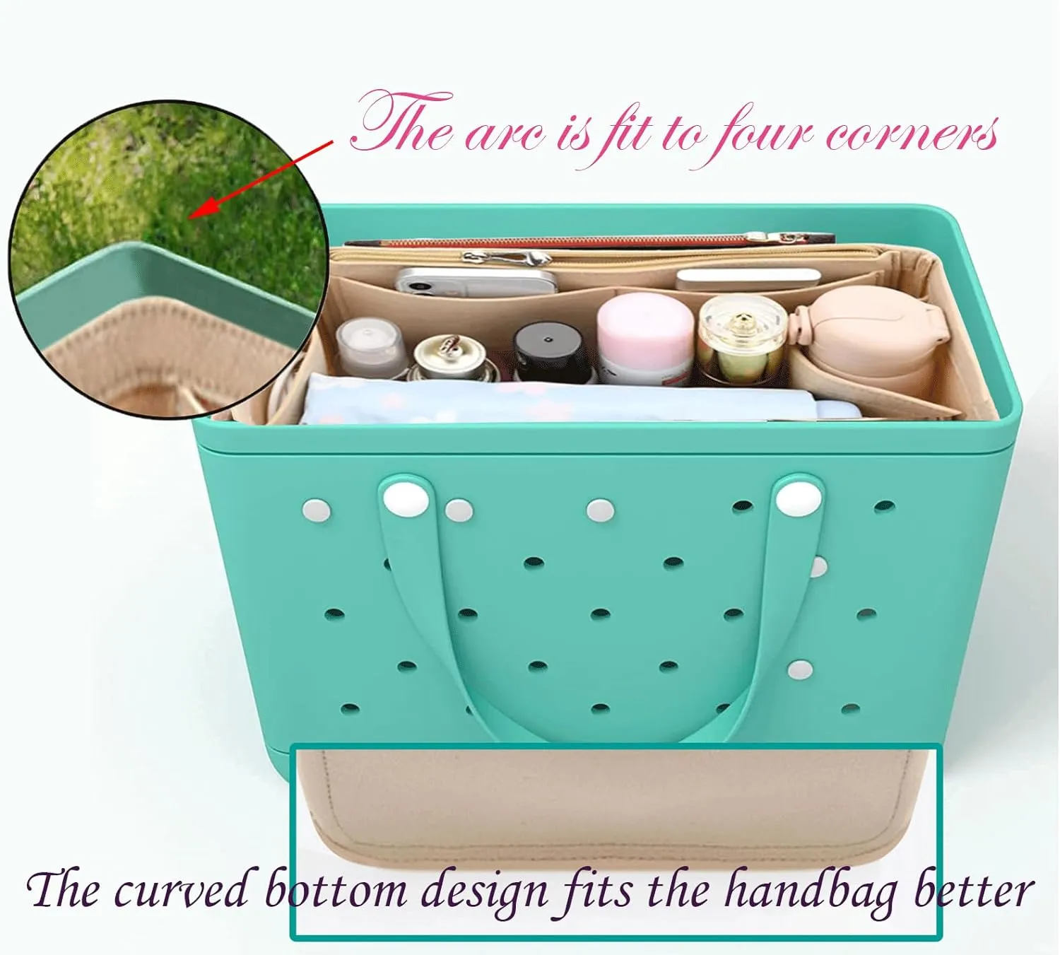 Lckaey Beach Bag Organizer for bogg bag Large Organizer Storage Bag Organizing divider cooler insert 3018rose-L